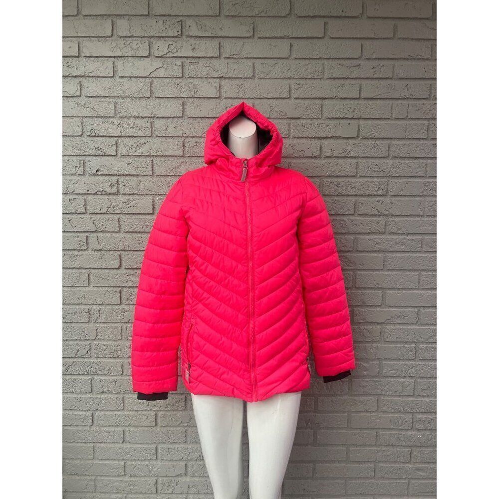 Champion Girls Pink Puffer Fleece Lined Hoodie Winter Coat Size 14-16
